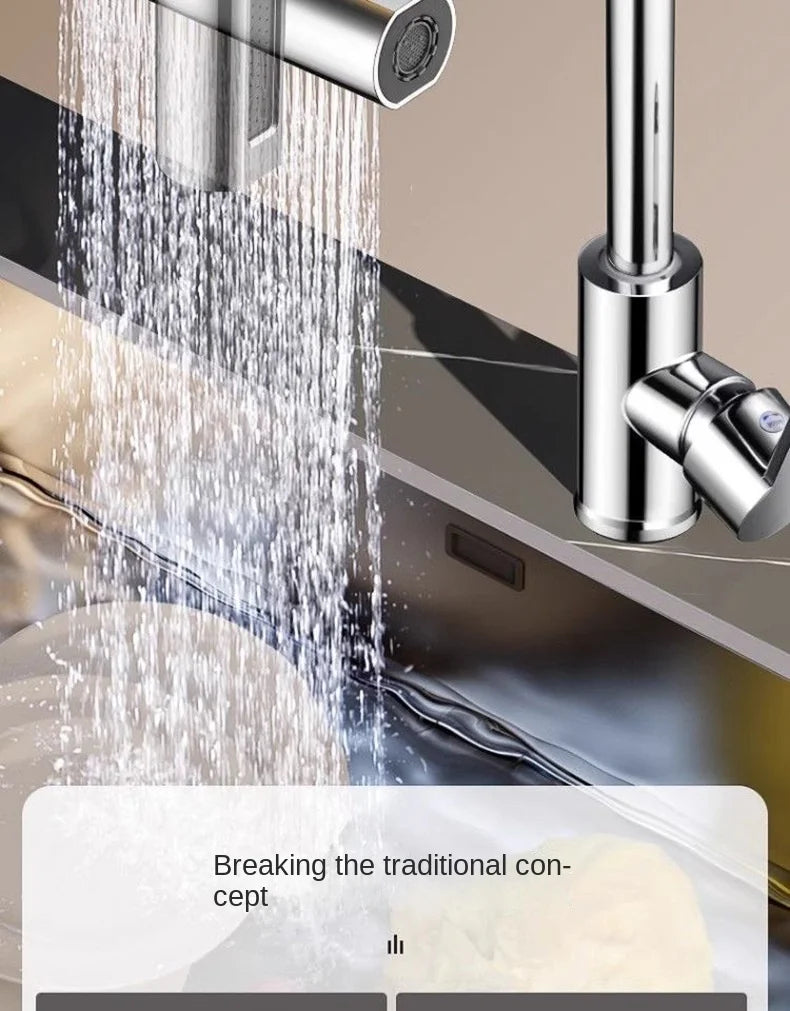Kitchen faucet, rain waterfall, vegetable washing basin, sink, household sink, hot and cold two in one, pressurized rotating