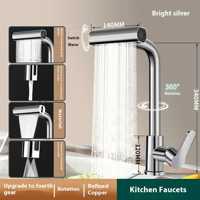 Kitchen faucet, rain waterfall, vegetable washing basin, sink, household sink, hot and cold two in one, pressurized rotating
