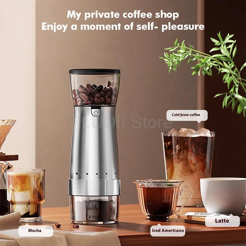 Automatic Coffee Bean Grinder Mini Electric Coffee Grinder with Ceramic Burr 5 Adjustable Settings  for Travel and Kitchen Use