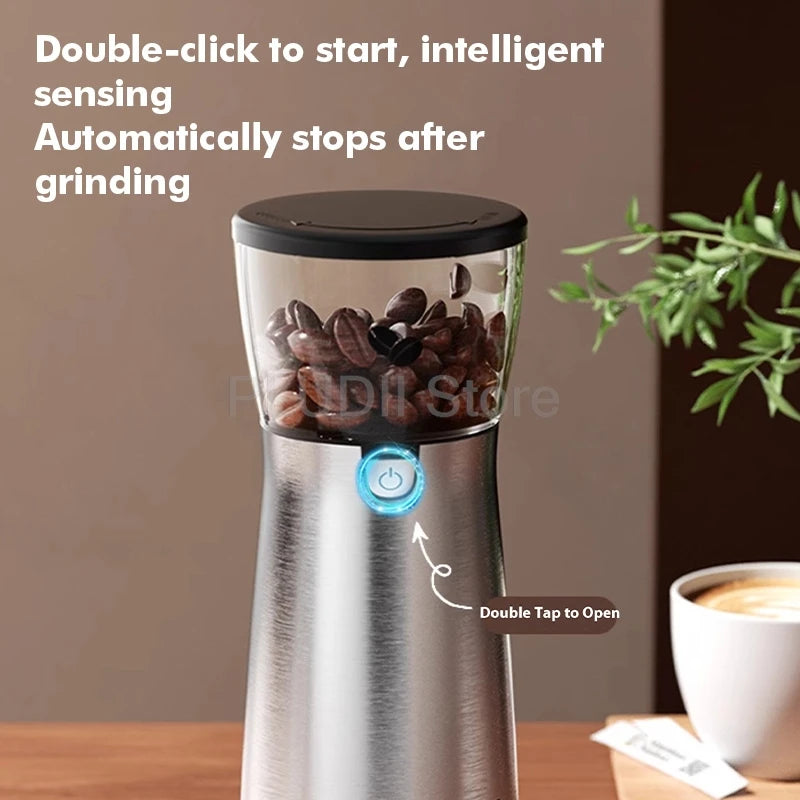 Automatic Coffee Bean Grinder Mini Electric Coffee Grinder with Ceramic Burr 5 Adjustable Settings  for Travel and Kitchen Use