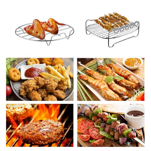 A98G-4 Pcs Air Fryer Accessories Air Fryer Rack Set Multi-Purpose Double Layer Rack With Skewer For XL Power Airfryer