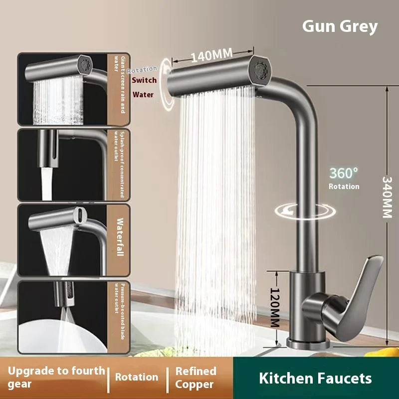Kitchen faucet, rain waterfall, vegetable washing basin, sink, household sink, hot and cold two in one, pressurized rotating