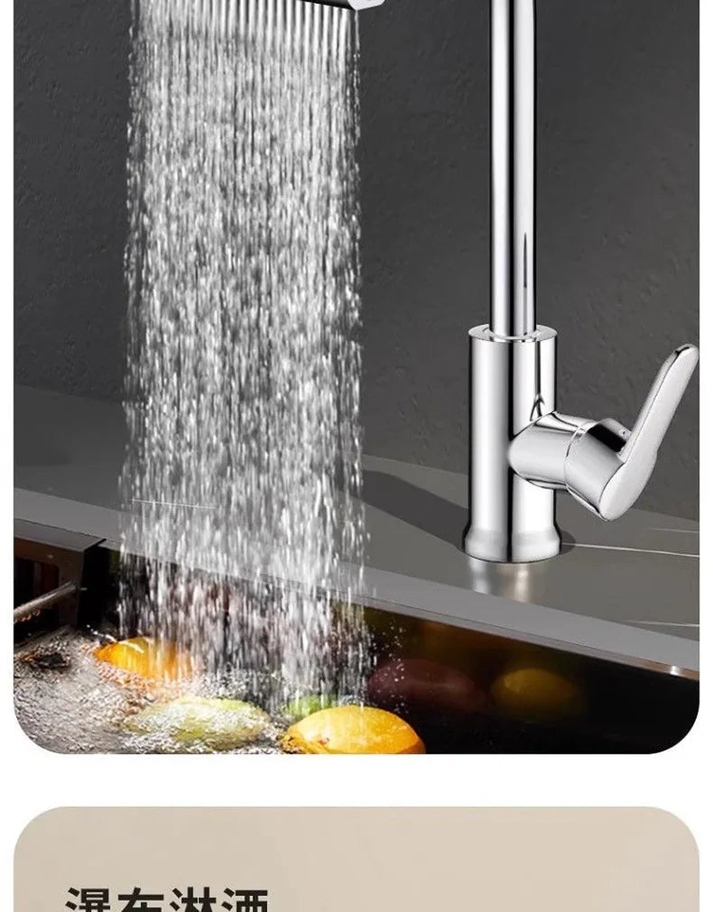 Kitchen faucet, rain waterfall, vegetable washing basin, sink, household sink, hot and cold two in one, pressurized rotating