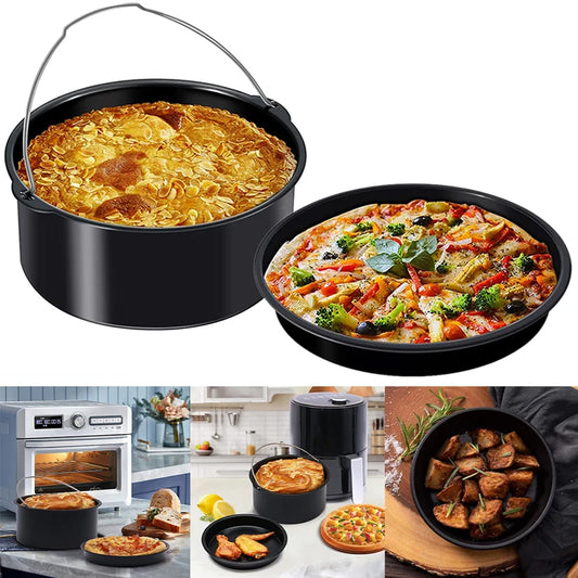 Air Fryer Accessories Durable Air Fryer Pizza Pan and Baking Cake Bucket Set Bread Pastry Baking Tools Kitchen Accessories