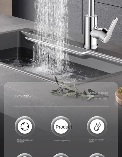 Kitchen faucet, rain waterfall, vegetable washing basin, sink, household sink, hot and cold two in one, pressurized rotating