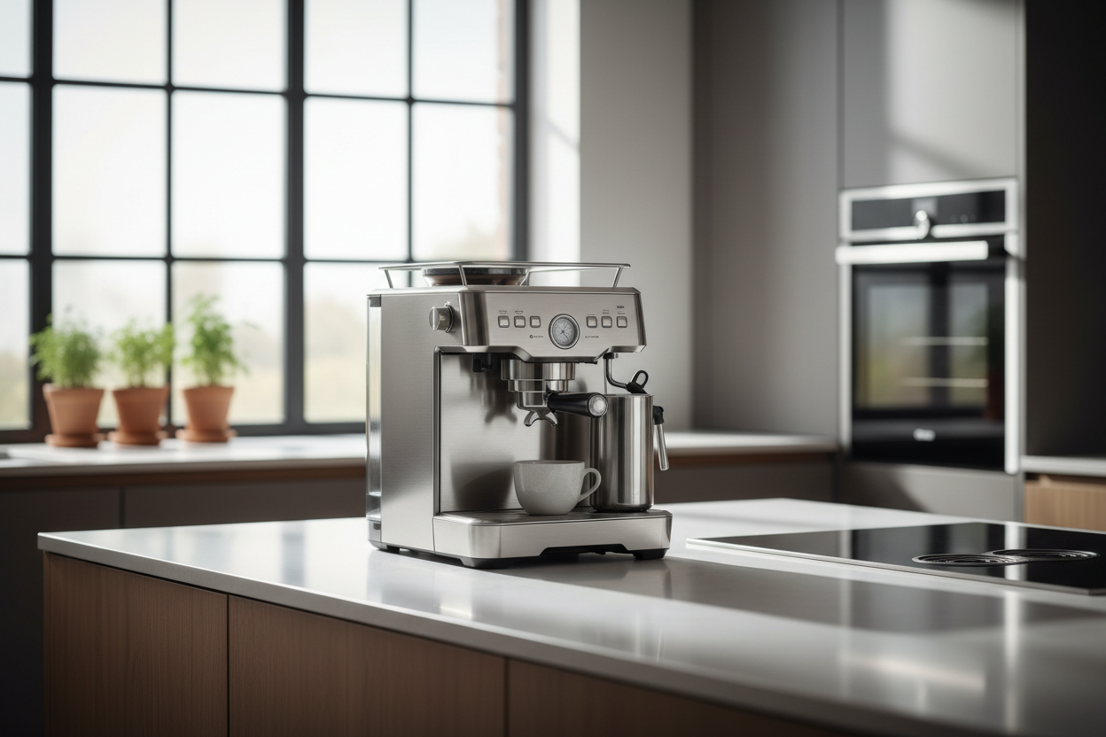 Kitchen product in modern kitchen setting, clean countertop, soft natural light, horizontal, realistic product photography