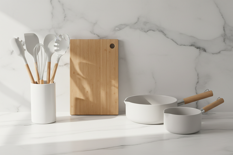 Minimalistic hero image for kitchen items dropshipping store